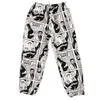 Hip Hop Harem Spodnie Męskie Baggy Graphic Print Joggers Moda Bawełna Loose Streetwear Spodnie Mężczyzna Hiphop Dance Drop Crotch Pant 210518