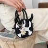 Cross Body Fashion Design Cow Print Kvinnor Tote Handväskor Vintage PU Läder Girls Mini Crossbody Shoulder Bags Messenger Bag