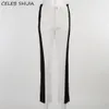 SHIJIA Streetwear irrégulière Denim pantalon femme blanc et noir taille haute jambe droite pantalon femme bas Y2k pantalon femme Q0801