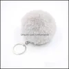 Charms Ustalenia Biżuteria Komponenty 40 Kolory Fluffy Futro Pomnik Keychain Miękkie Faux Fur-Like Car Brelok Key Holder Damska Torba Wisiorek Drop