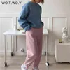 WOTWOY Autumn Winter Warm Fleece Sweatshirt and Pants Matching Set Women Two Pieces Tracksuits Casual Female Loose Sweatpants 211104