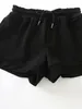 Vintage szare szwy proste elastyczne paski damskie spodenki moda przypadkowi luźne spodnie eleganckie kobiety 210507