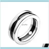 Band Rings Jewelry Fashion Titanium Steel Love Sier Rose Gold Lovers White Black Ceramic Couple Ring For Gift Drop Delivery 2021 Hyv8N