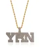 Hängsmycke Halsband Aitiei Iced Out Bling Yrn Letters Halsband med Rope Chain Men Guld Silver Color Hip Hop Fashion Smycken