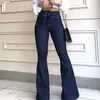 Hohe Taille Jeans mit weitem Bein Marke Frauen Boyfriend Denim Skinny Frau Vintage Flare Plus Größe 2XL Hose Damen