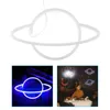 Bulbs LED Hanging Neon Light Oval Planet Shaped Sign Battery Powered Bedroom Birthday Party Bar Beach Wedding Decoration Room Lighting