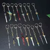 Игра Genshin Impact Key Цепочка Walfs Sword Vision Lnazuma Ganyu Keqing Wendi Xiao Keychain Светящиеся 7 Элемент Оружие Игрушка Keyring Y1231