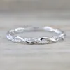 Bröllopsring Smycken Mode Style Runda Diamant Ringar För Kvinnor Tunn Rose Guldfärg Twist Rope Stacking i rostfritt stål 3 färger