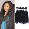 Indisk djupvåg Mänskligt hår buntar 8-26 tum 3/4 stycken Naturfärg Curly Virgin Veave Weft för kvinnor