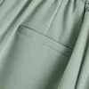 Mujeres Sólido Ancho Pierna Pantalones Verano Alto Cintura Bolsillos Pantalones Largos Casual Elegante Traje 210430