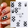 Wholesale diy nail art art наклейки черный белая луна звезда ногтей наклейки пламя шахматная доска французские советы ползунок для маникюрного геля польский декор аксессуары