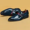 Erkekler Elbise Ayakkabı Deri Hakiki Erkek Düğün Loafer'lar Keşiş Kayışı Siyah Mavi Rahat Iş Ayakkabıları Parti Ayakkabı Ayakkabı Üzerinde Kayma