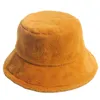 Chapeau de seau en peluche pelucheux d'hiver pour femmes, chauffe-oreilles à bord court, protection solaire, dessus rond, épais, coupe-vent, pliable, casquette de pêcheur large, chapeaux 220O