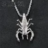 Hip Hop Iced Out Scorpion Animal Mens Pendant Necklaces with Stainless Steel Rope Chain Jewelry