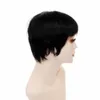 Pixie corte perucas dianteiras de renda com franja 100% cabelo humano máquina completa feita couro cabeludo top peruca natural cabelo preto penteados curtos