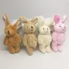 Retail H=11cm Plush Mini rabbit bow tie bunny joint animals cartoon bouquet dolls stuffed pendants soft toys 710 Y25
