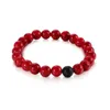Bangle mode svart röd pärlor armband rostfritt stål glas beaded smycken för kvinnor