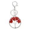 Porte-clés pendentif en pierre de cristal naturel, porte-clés rond de guérison des 7 chakras, fait à la main, porte-clés de voiture