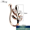 Alisouy Copper Crystal Leaf Flower Cross False Nose Ring Örhängen Fake Septum Ring Studs Kvinnor Öronklämma Non Body Piercing Smycken Fabrikspris Expert Design Kvalitet