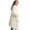 Women Fur Coat Irregular Vintage White Winter Casual Asymmetry Long Faux s Fashion Jacket 210513