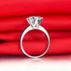 Cluster Rings 3Ct Round Cut Solitaire Engagement Ring For Women 925 Sterling Silver Gorgeous Female