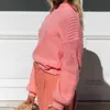 stickade gröna pullovers kvinnliga tröja casual oversized rosa vintage höst vinter långärmad jumper 210427