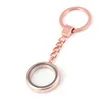 Openable Floating Locket Key Rings Round lockets pendants keychain DIY fashion jewelry will and sandy silver gold