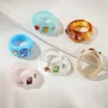 Colourful Transparent Resin Solitaire Ring Rhinestone Geometric Square Round Rings Set for Women Jewelry Travel Gifts
