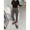 Split High Waist Summer Loose Silm Sright Spodnie Dla Kobiet Eleganckie Biuro Lady Spodnie Wszystkie mecz Dorywczo Downa Kobieta 210525