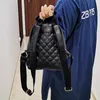 Diamond Backpack School Bag Travel Mini Backcase Black Retro Style Haft Wzór