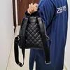 Diamond Backpack School Bag Travel Mini Backcase Black Retro Style Embroidery Pattern