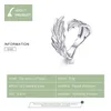 Anello da dito ad ala d'angelo in argento sterling 925, placcato in platino misura regolabile 6-9 Anello dal design originale per donna SCR512 211217