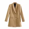 Damespakken Blazers Dames Lange Blazer Office Casual Jack Vrouw Lente 2022 Double Breasted Womens Sleeve Zwart Wit