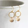 Boucles d'oreilles cercle rempli d'or 14 carats martelé pièce de monnaie bijoux minimalisme Vintage Pendientes femmes