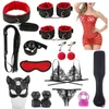 Nxy Giocattoli per adulti Giochi di sesso Frusta Gag Morsetti per capezzoli per coppie Accessori esotici y Kit Bdsm in pelle Set di bondage in peluche Manette 1207