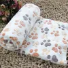 Pet Battaniye Kennels Sevimli Pençe Ayak Baskı Köpek Battaniyeleri Yumuşak Pazen Uyku Paspasları Köpek Kedi Sıcak Yatak Kapağı Uyku