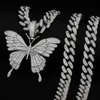 Hängsmycke Halsband Lyxigt Vintage Butterfly Halsband för Kvinnor Tennis Chain Hip Hop Party Fashion Iced Out Smycken Tillbehör