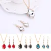 Women Crystal Rhinestone Long Chain Necklace And Earrings Set Water Drop Pendant Necklaces Earrings Fashion Jewelry Accessories