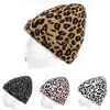 Moda leopardo de malha gorros chapéu mulheres meninas dupla camada de espessura inverno quente crochet boné caps ao ar livre skullcaps feminino