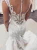 Artı Boyutu Mermaid 2021 Gelinlik Gelin Törenlerinde Sheer Jewel Boyun Dantel Aplike Düğme Geri Arapça Custom Made Robe de Mariee