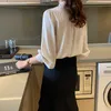 PEUT-ÊTRE U femmes lettre imprimer col rabattu à manches longues en mousseline de soie Blouse décontracté chemise ample Feminina Blusa B3047 210529