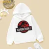Dinosaur Print Jurassic Park Hoodies pojkar Kläder Cap Sweatshirts Winter Plus Velvet Kids Top Girls Sport Outfit Children Coat G103144149
