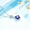 Natural Alexandrite Gemstone Pendant For Women Solid 925 Sterling Silver 585 Rose Gold Princess Cut Necklace for Bridal 210706277P