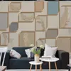 Modern 3d wallpaper geometric puzzle fashion feather golden embossed line background wall