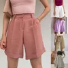 Women's Shorts Over-the-knee Shorts, Office Comfortable And Loose Fashion High Waist Retro Hip Cotton Casual Pants.