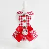 Newest Style Strawberry Buckle Bunny Red Blue Colors Xs-xl Sizes Summer Cool Pet Skirt with Large Bow Decor Dresses for Dog