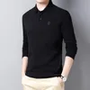 Men's Polos 2022 Luren Solid Color Slim Long Sleeve Shirt Men Business Casual High Quality Brand Stretch Red Black Yellow