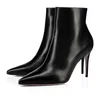 withbox Ankle Boots Women Luxurys Designers Booties Boot Thin Heels 8 10 12 CM Pointed Toes Velvet Leather Black Bule Brown Winter size 5-10