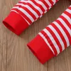 Set di abbigliamento 3 pezzi Set di vestiti di Natale per bambini nati Bambini Neonati Ragazzi Ragazze Stampa di lettere Pagliaccetto Tute + Pantaloni a righe Natale 0-18 mesi