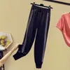 Pantalon court pour femmes Diamants Bling Crayon Pantalon Mode coréenne Casual Taille haute Joggers Harem Pantalon Tricot Q0801